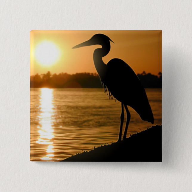 Heron 15 Cm Square Badge (Front)