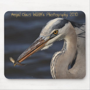 Heron And Minnow By Angel Cher, Angel Chers Wil... Mouse Mat