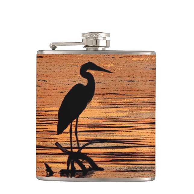 Heron at Sunset Flask (Front)