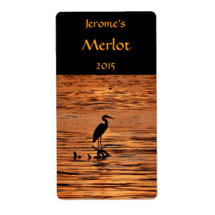 Heron at Sunset Wine Label