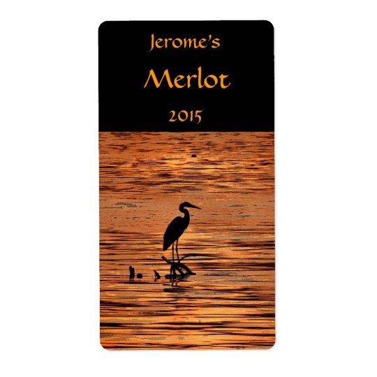 Heron at Sunset Wine Label Shipping Label