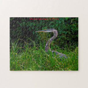 Heron Beach Florida. Christmas Greetings Jigsaw Puzzle