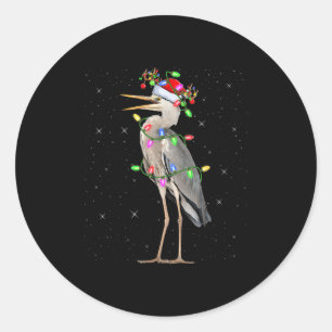 Heron Bird Lover Xmas Lighting Santa Heron Christm Classic Round Sticker