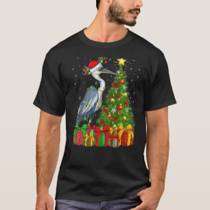 Heron Bird  Xmas Holiday Santa Heron Christmas Tre T-Shirt