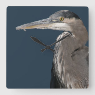 Heron Birds Wildlife Animals Square Wall Clock