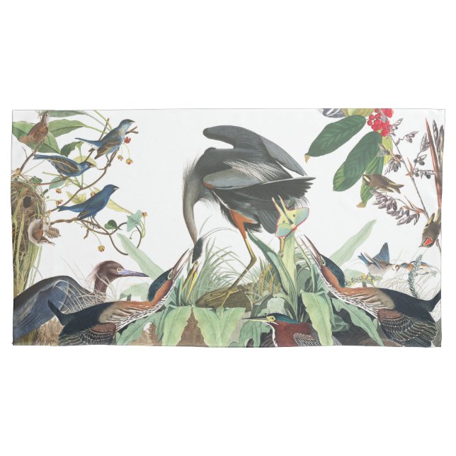 Heron Bluebird Birds Audubon Wildlife Pillowcase (Front)