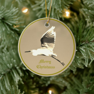 Heron Flying Photo Ceramic Tree Decoration
