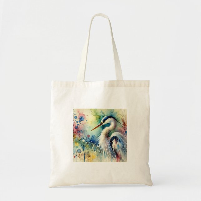 Heron in a serene landscape 061024AREF138 - Waterc Tote Bag (Front)