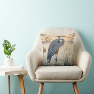 Heron in Lake Cushion