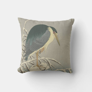 Heron in Snow by Ohara Koson Cushion