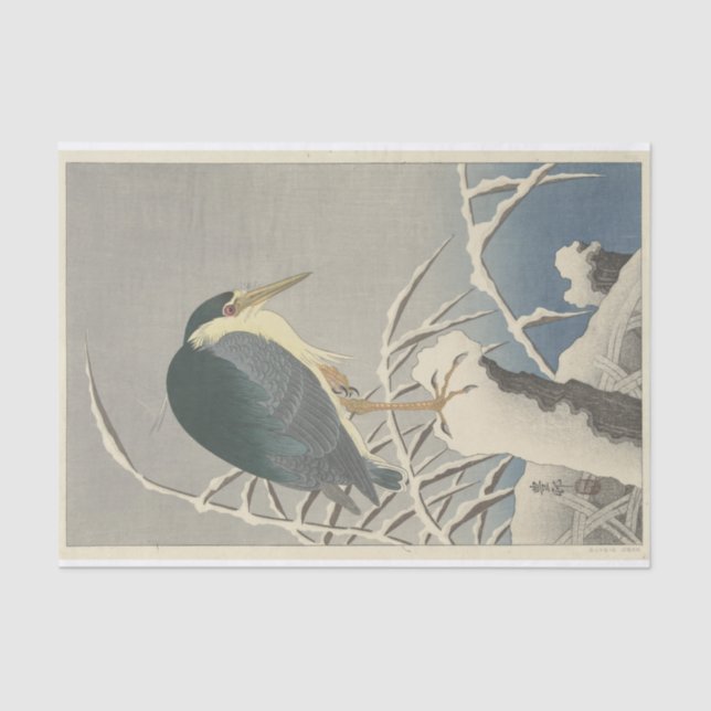 Heron in Snow by Ohara Koson Tissue Paper (Front)