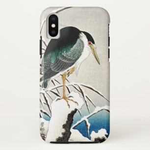 Heron in Snow, fine art by Ohara Koson iPhone XS Case