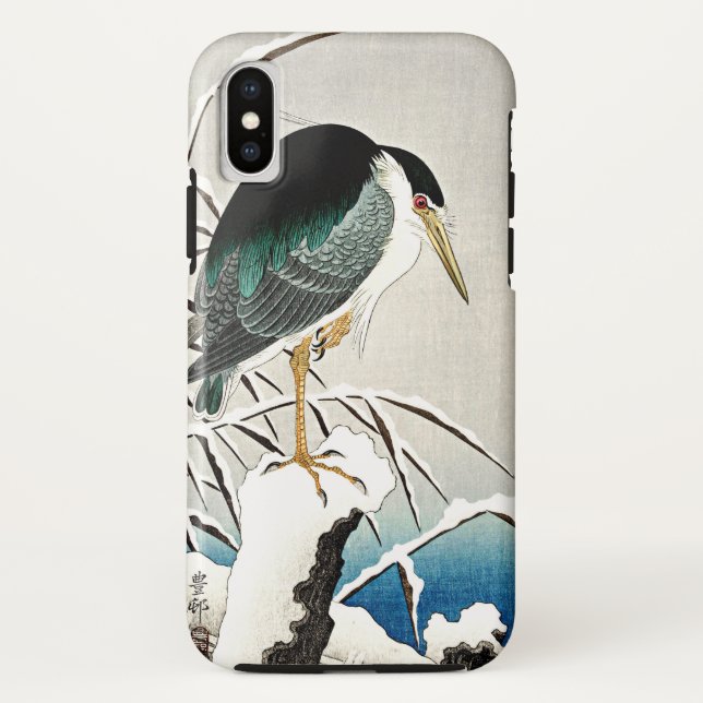 Heron in Snow, fine art by Ohara Koson Case-Mate iPhone Case (Back)