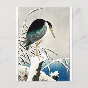 Heron in Snow, fine art by Ohara Koson Postcard