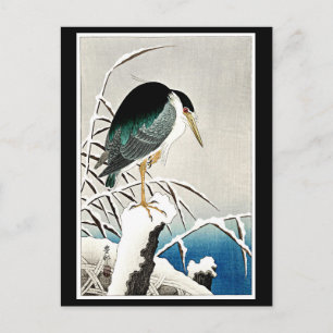 Heron in Snow, fine art by Ohara Koson Postcard