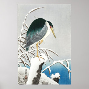 Heron in Snow - Ohara Koson - Vintage Art Poster