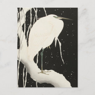 Heron in Snow Painting by Ohara Koson Postcard
