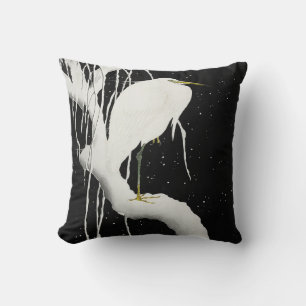 Heron in the Snow by Ohara Koson Cushion