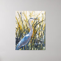 Heron In The Weeds Wild Nature Art
