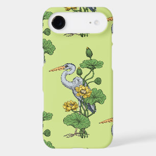Heron in the Yellow Lotus Garden on honey dew