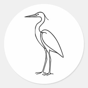 Heron Line Art – Minimalist Bird Illustration  Classic Round Sticker