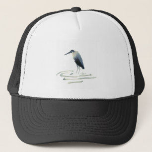 Heron Meditation, Sumi-e Great Blue Heron Trucker Hat