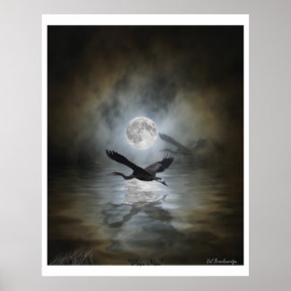 "Heron Moon" Art Print Poster