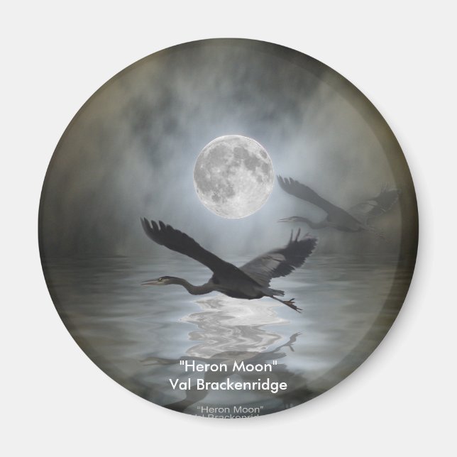 "HERON MOON" Wildlife Art Magnets (Front)