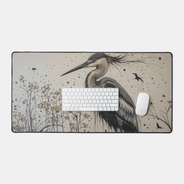 Heron’s Elegance Desk Mat (Keyboard & Mouse)