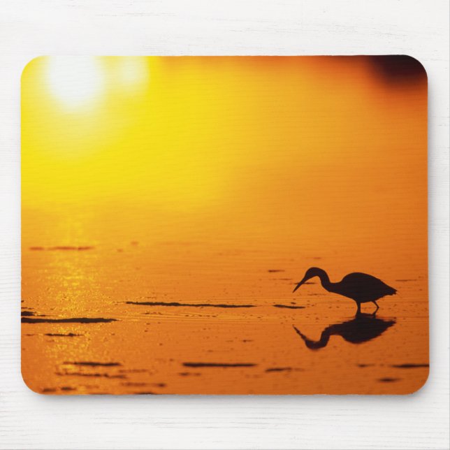 Heron silhouette at sunset, Florida Mouse Mat (Front)