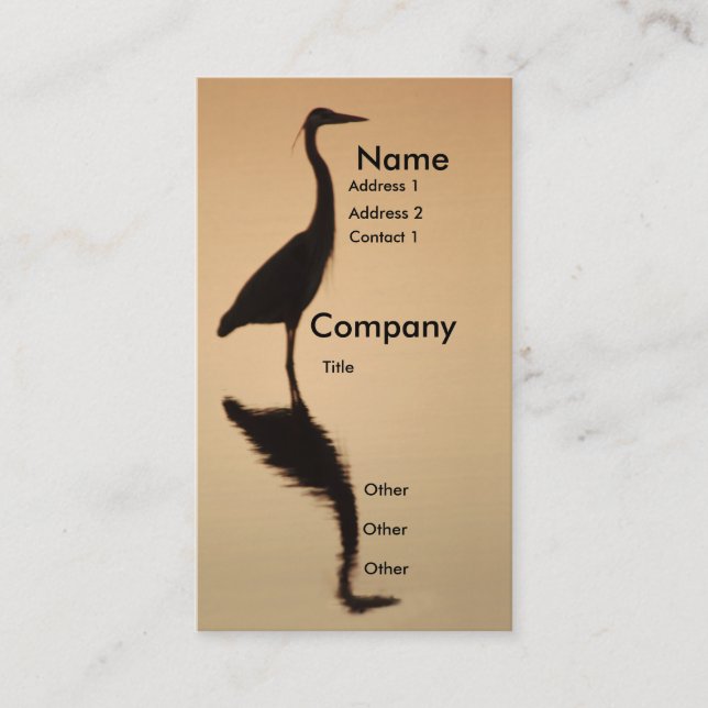 Heron Silhouette Business Card (Front)