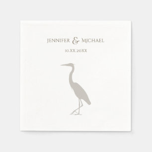 heron silhouette rustic outdoorsy nature wedding napkin