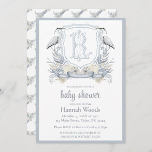 Heron Specialty Monogram Baby Shower Invitation