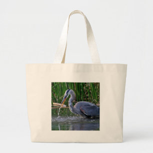Heron Splash Large Tote Bag