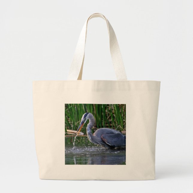 Heron Splash Large Tote Bag (Front)