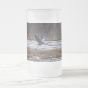 Heron Take Off Frosted Glass Beer Mug