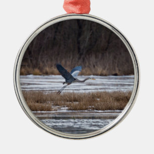 Heron Take Off Metal Tree Decoration
