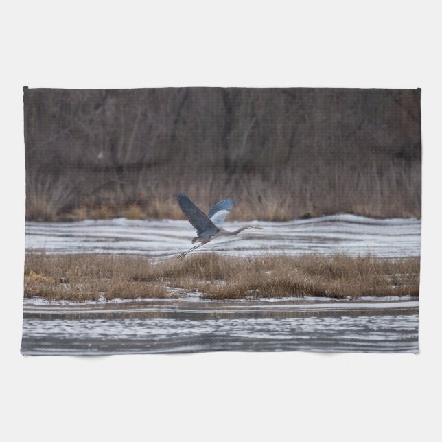 Heron Take Off Tea Towel (Horizontal)