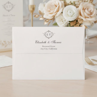 Heron Toile French Country Monogram Wedding  Envelope
