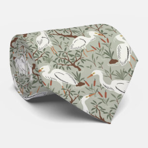 Heron water pond - grey - great egret bird tie