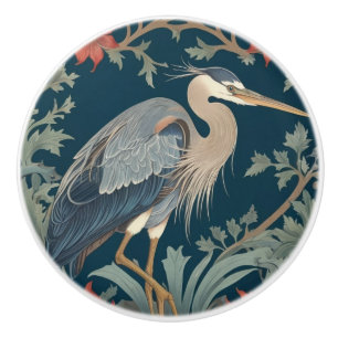 Heron William Morris style Right Sea Marine Bird Ceramic Knob