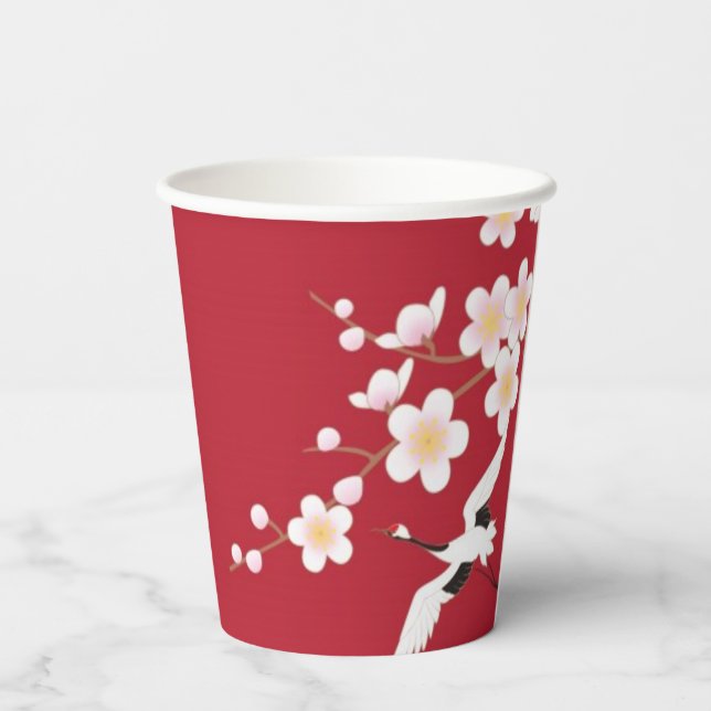 Herons and Dahlias Japanese design / Paper Cups (Back)