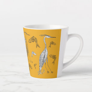 Herons and fish Latte Mug
