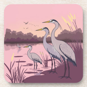 Herons by the Lake Coaster