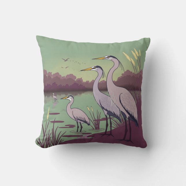 Herons by the Lake Cushion (Front)