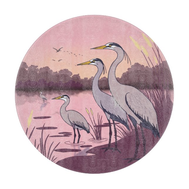 Herons by the Lake Cutting Board (Front)