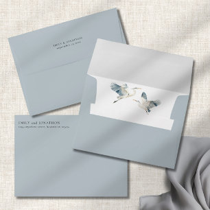 Herons Return Name Address Dusty Blue Wedding Envelope