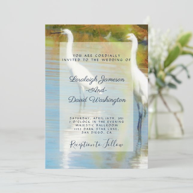 Herons wedding invitation (Standing Front)