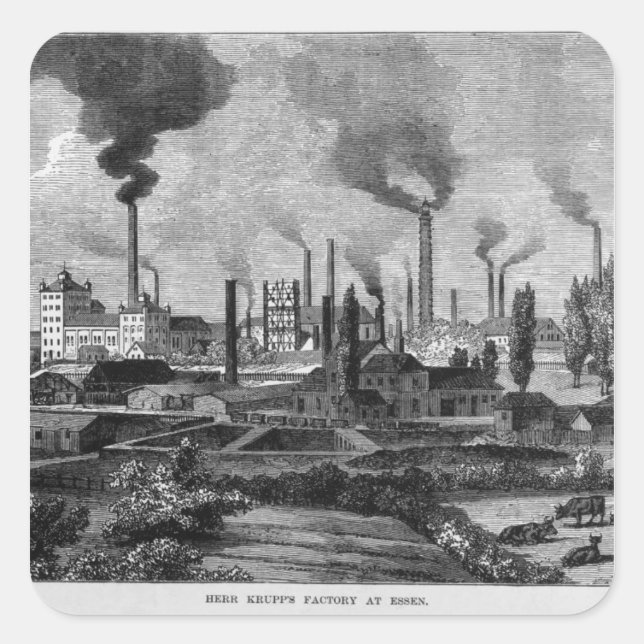 Herr Krupp's Factory in Essen, Germany Square Sticker (Front)
