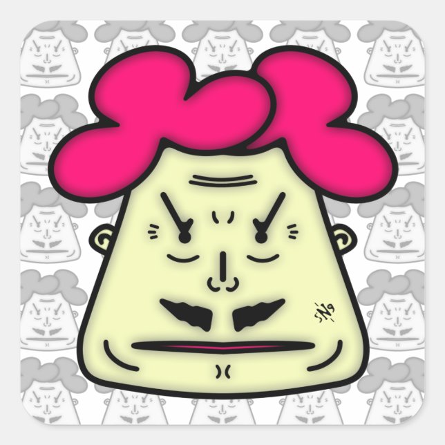 Herr Moustache cartoon face v1-1 Square Sticker (Front)